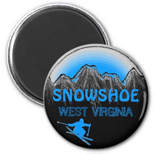 Snowshoe West Virginia blue ski magnet