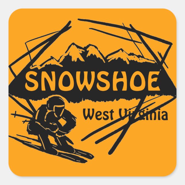 Snowshoe West Virginia orange ski logo stickers (Front)
