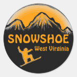 Snowshoe West Virginia orange snowboard stickers