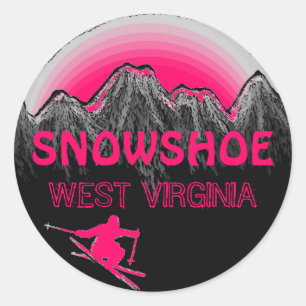 Snowshoe West Virginia pink ski stickers