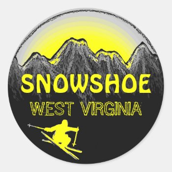 Snowshoe West Virginia Yellow Ski Stickers by ArtisticAttitude at Zazzle