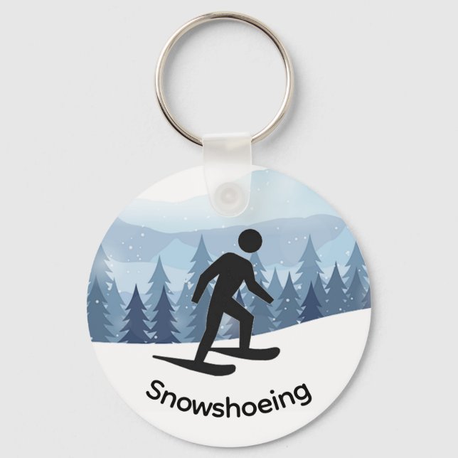 Snowshoeing Design Keychain (Front)