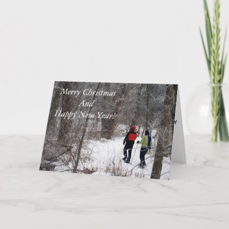 Snowshoeing In The Park Holiday Card