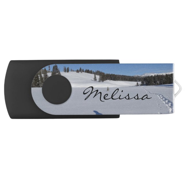 Snowshoeing in Yellowstone National Park Flash Drive (Front)