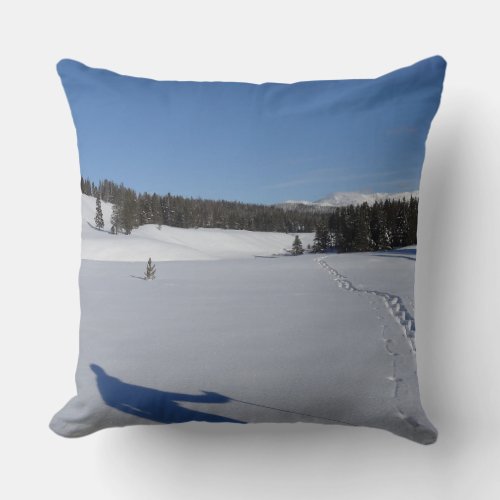 Snowshoeing in Yellowstone National Park Throw Pillow