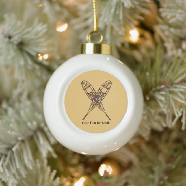 Snowshoes Ceramic Ball Christmas Ornament (Tree)