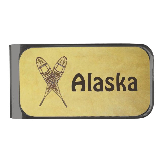 Snowshoes Gunmetal Finish Money Clip (Front)