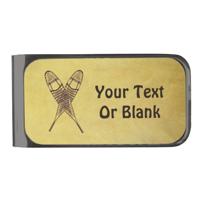 Snowshoes Gunmetal Finish Money Clip (Front)