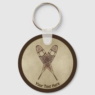 Snowshoes On Old Paper Keychain