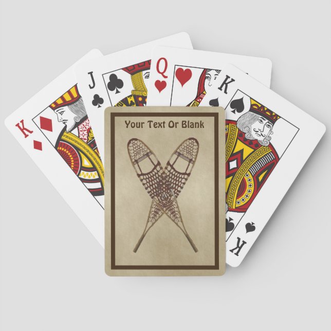 Snowshoes On Old Paper Poker Cards (Back)