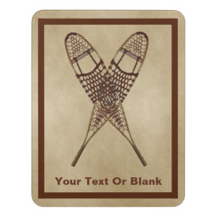 Snowshoes On Old Paper - Welcome Door Sign