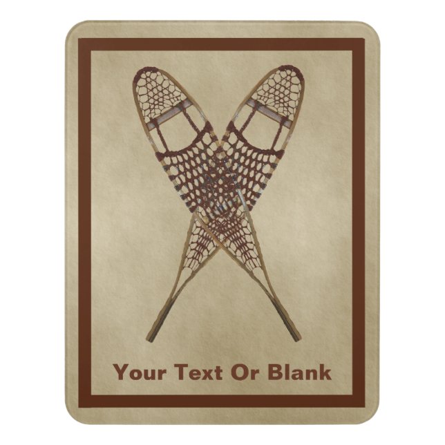 Snowshoes On Old Paper - Welcome Door Sign (Contemporary Vert)