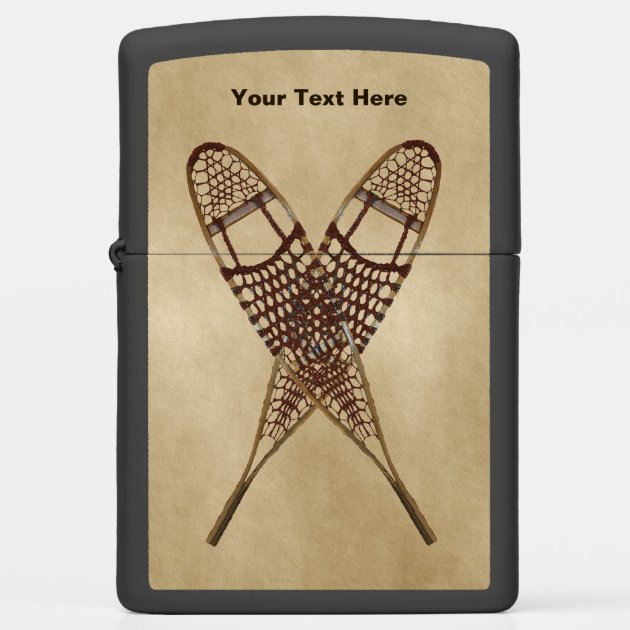 Snowshoes On Old Paper Zippo Lighter | Zazzle