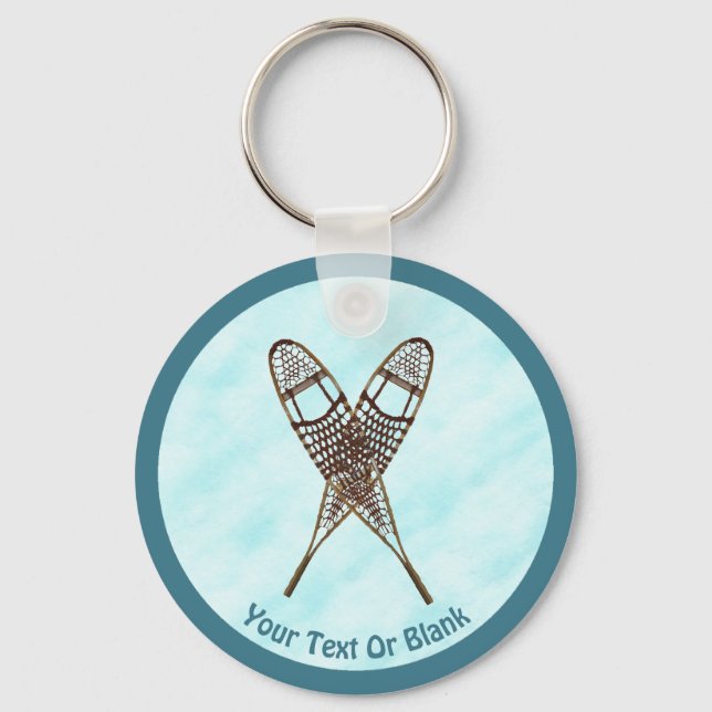 Snowshoes On Snow Keychain (Front)