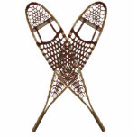 Snowshoes Statuette<br><div class="desc">A crossed pair of snowshoes. There are several different styles of traditional snowshoes. Those pictured here are made of Ash and moosehide babiche (webbing) in the Alaskan pattern. Longer and thinner than some other styles, such as the bearpaw, Alaskan snowshoes allow for a more natural gate and are well suited...</div>