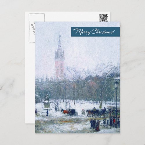 Snowstorm Madison Square Christmas Postcard