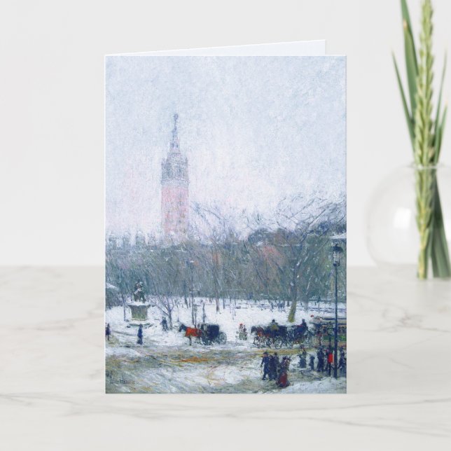 Snowstorm, Madison Square. Fine Art Christmas  Holiday Card (Front)