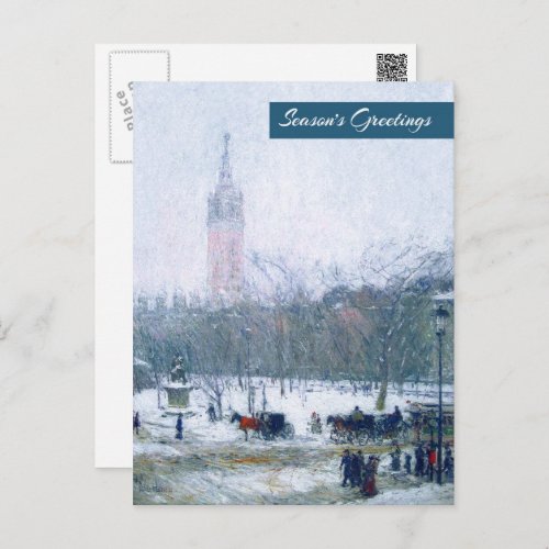Snowstorm Madison Square Fine Art Christmas  Holiday Postcard