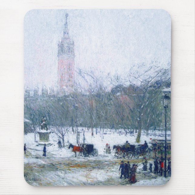 Snowstorm, Madison Square. Fine Art Gift Mouse Pad (Front)