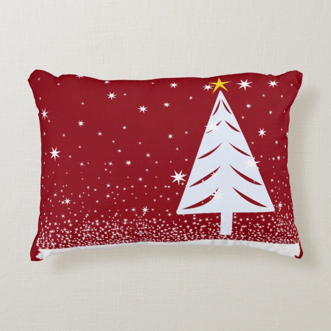 SnowTree & Flakes Decorative Pillow (Front)