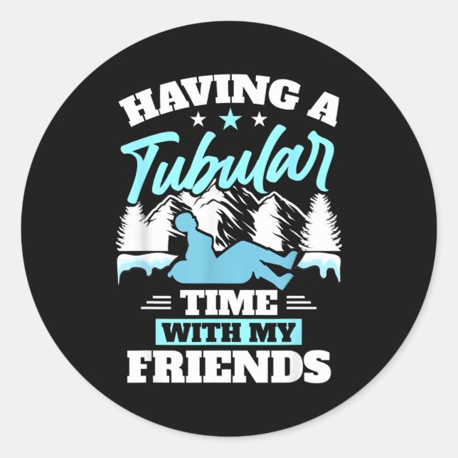 Snowtubing Winter Srts Snow Tubing  Classic Round Sticker (Front)