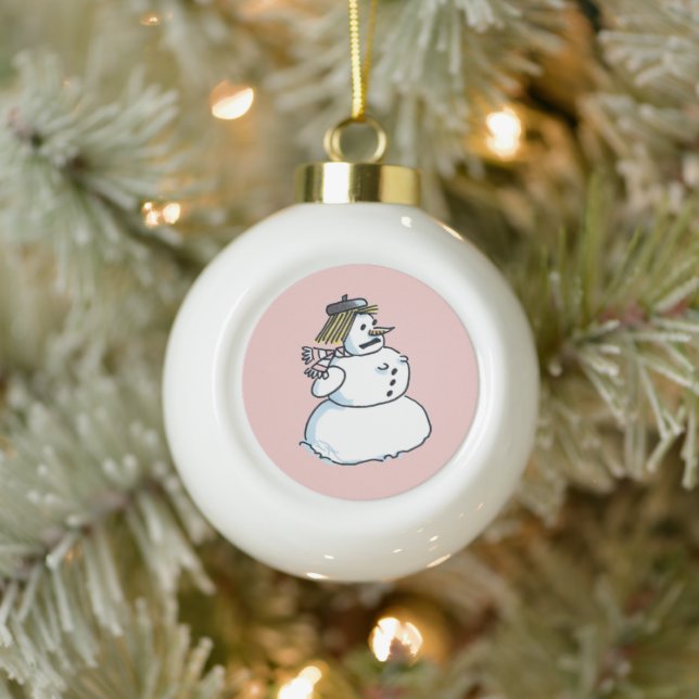 Snowwoman ceramic Christmas ball ornament (Tree)