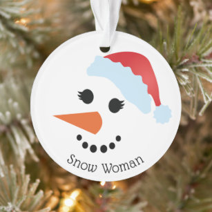Snowgirl with Expression Mom Personalized Christmas Tree Ornament 