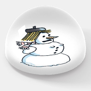 Snowwoman glass dome paperweight