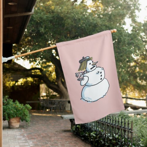 Snowwoman pink house flag