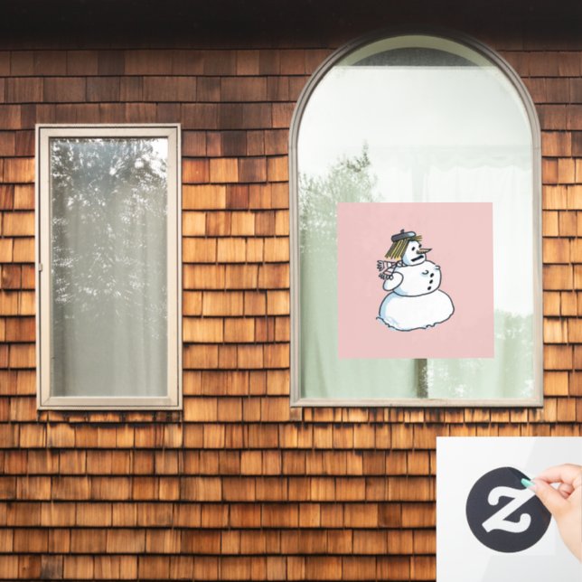 Snowwoman pink window cling (Home Window)