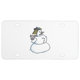 Snowwoman plastic car license plate