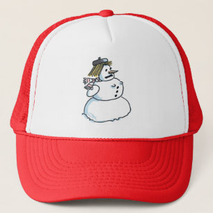 Snowwoman red and white foam trucker hat