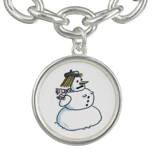 Snowwoman silver charm bracelet