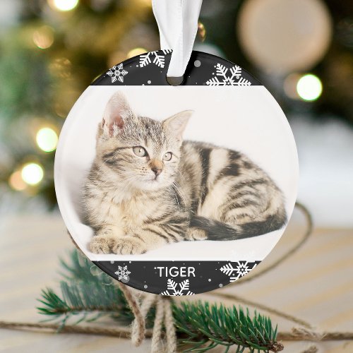 Snowy 2 Pets Photo and Names Christmas Cat Ornament