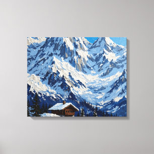 Snowy Alps Wrapped Canvas Wall Art Mountain Land