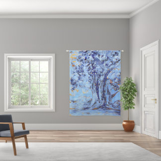 Snowy Artustic Tree Abstract Painting Sheer Curtains