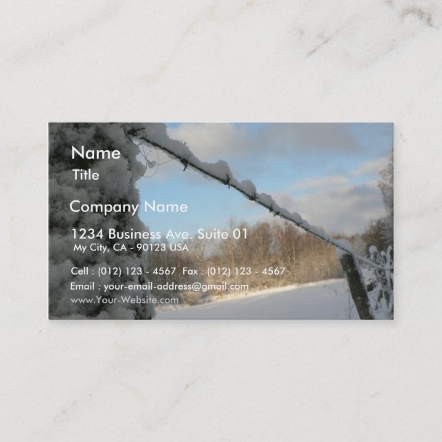 Snowy Barbwire Fence Business Card (Front)