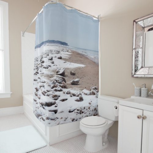 Snowy Beach Shower Curtain