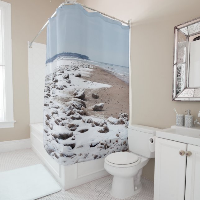 Snowy Beach Shower Curtain (In Situ)