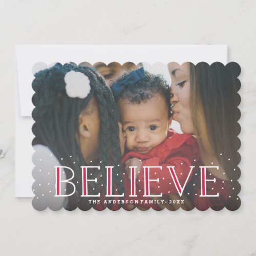 Snowy Believe  Holiday Photo Card