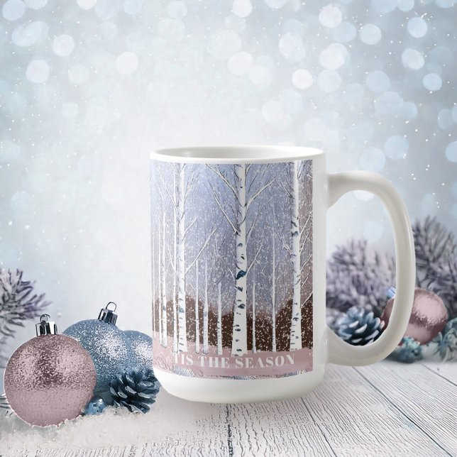 Snowy Birch Trees Christmas Dusty Blue ID1003 Coffee Mug (Creator Uploaded)
