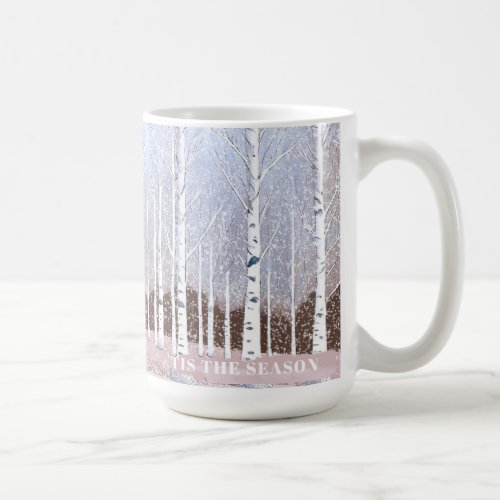 Snowy Birch Trees Christmas Dusty Blue ID1003 Coffee Mug