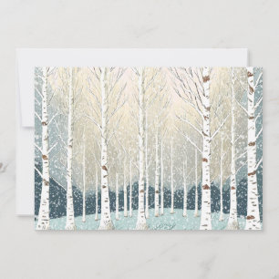 Snowy Birch Trees Christmas Party Teal ID1003 Invitation