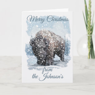 Snowy Bison, Western Christmas Card