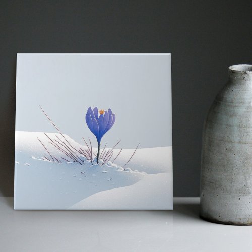 Snowy Blue Mountain Crocus Reborn Flower Ceramic T Ceramic Tile