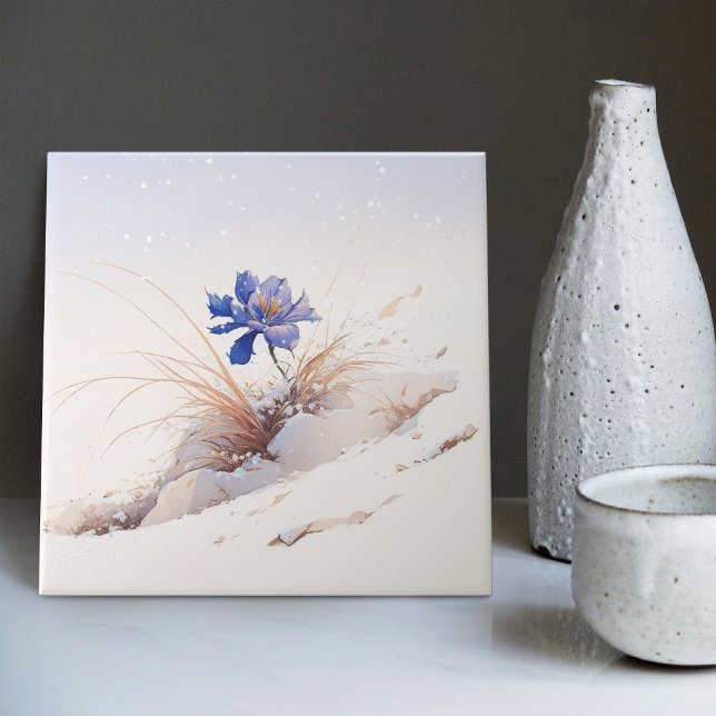 Snowy Blue Mountain Crocus Reborn Flower Ceramic T Tile (Creator Uploaded)