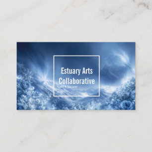 Snowy Blue Rose Floral and Mountain Light Business Card