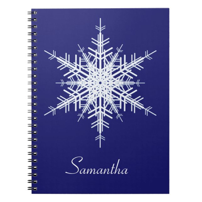 Snowy Blue Snowflake Notebook (Front)