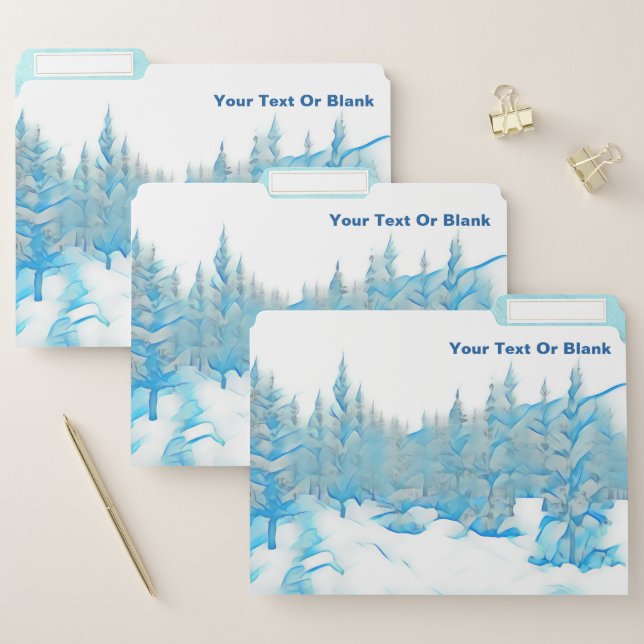 Snowy Blue Trees File Folder (Set)