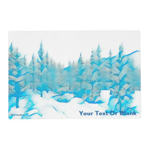 Snowy Blue Trees Placemat